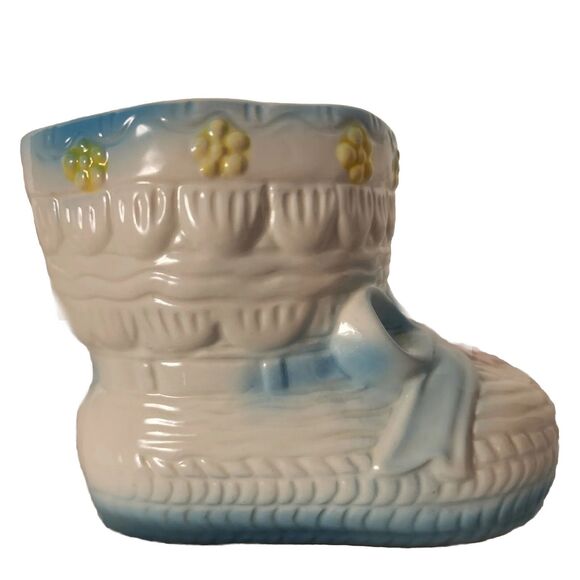 Vintage Relpo Baby Bootie Planter Vase Trinket Decor Porcelain White Multi T820 - Picture 5 of 12